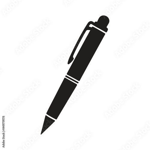 Black pen icon, Ball pen glyph icon. Vector illustration
