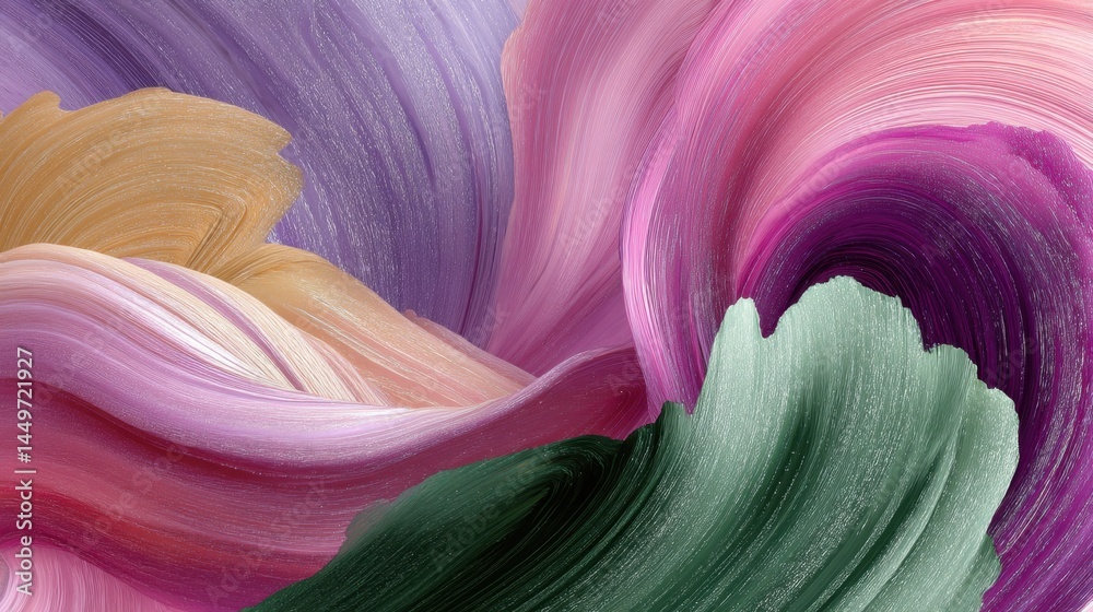 Abstract colorful brushstrokes art with pink, purple, and green swirls for creative design