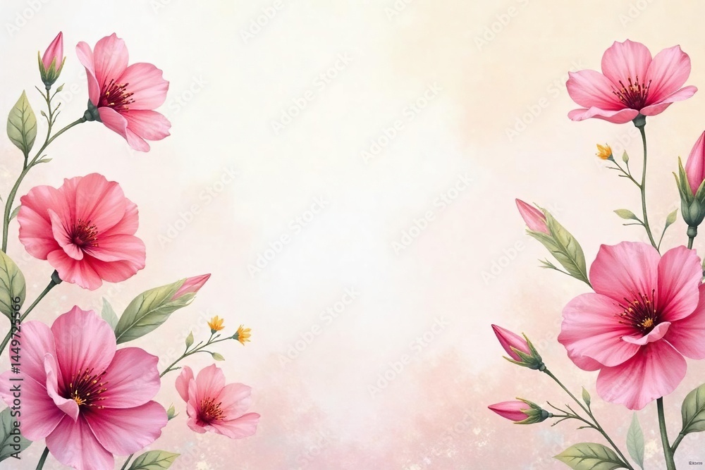 Naklejka premium Delicate watercolor floral pattern on soft pastel background, blossom, illustration
