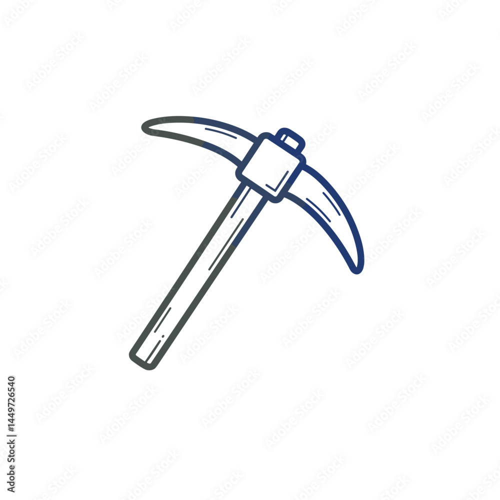 Mining Pickaxe Illustration in Line Art Style Mining Pickaxe Illustration in Line Art Style