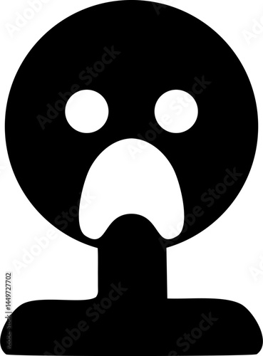 Black and white cartoon face expressing fear or shock