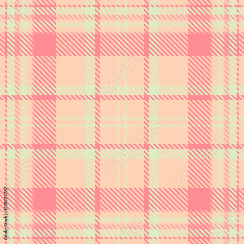 1950s background pattern seamless, sensual texture check vector. Colorful plaid textile tartan fabric in light and red colors.