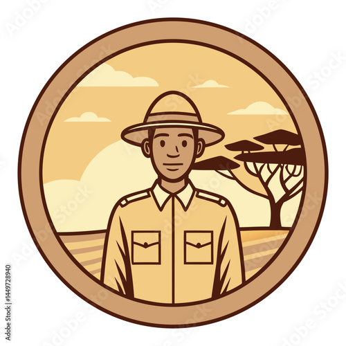 African Savanna Landscape Lone Park Ranger Khaki