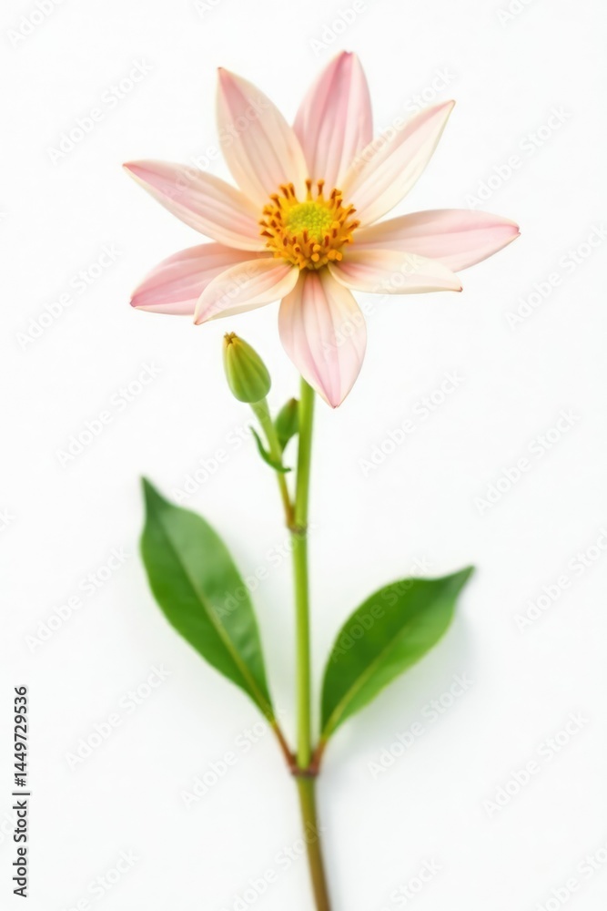 Naklejka premium Small, delicate flower in full bloom on white background, isolated, plant