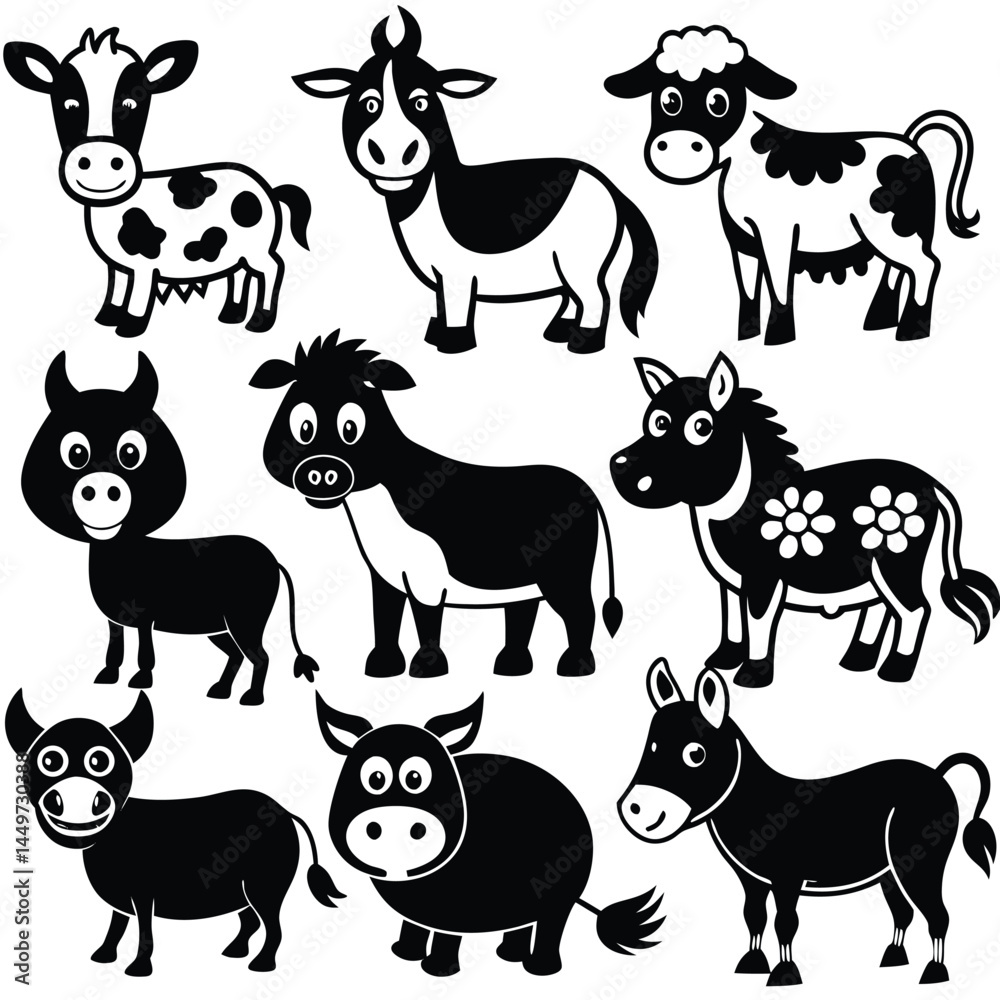 Fototapeta premium various farm animal vector collection