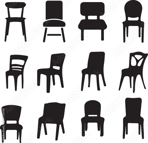 Set of Chair Silhouettes Vector