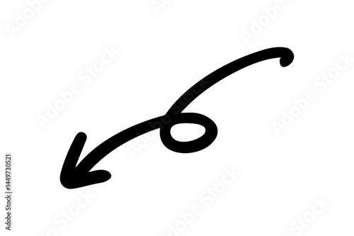 Hand-Drawn Swirling Arrow Silhouette Art 