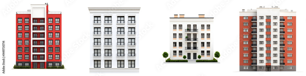 Obraz premium Diverse apartment buildings with different architectural styles.