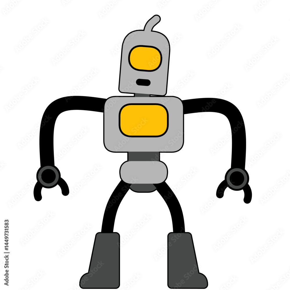Fototapeta premium funny cartoon android. cute gray robot cartoon character vector design