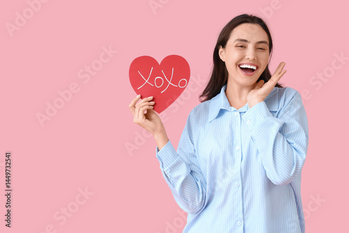 Young woman in blue pajamas...