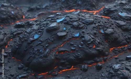 Abstract blue lava stone, swirling patterns, rich texture  , viscous, graphic