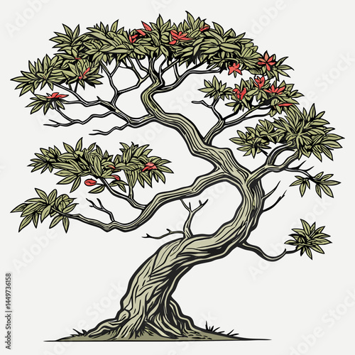 vector art of a green tree silhouette with branches and leaves captures nature's design