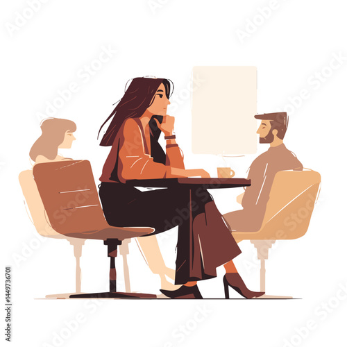 Confident woman leading discussion in modern meeting room
