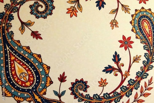 Subtle paisley print in muted earth tones Soft, flowing lines create calming effect , background, background texture, flowing