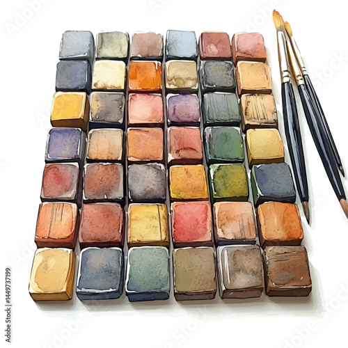 Moroccan Mosaic Tile Shaping Tool, watercolor vector, isolated on a white background.