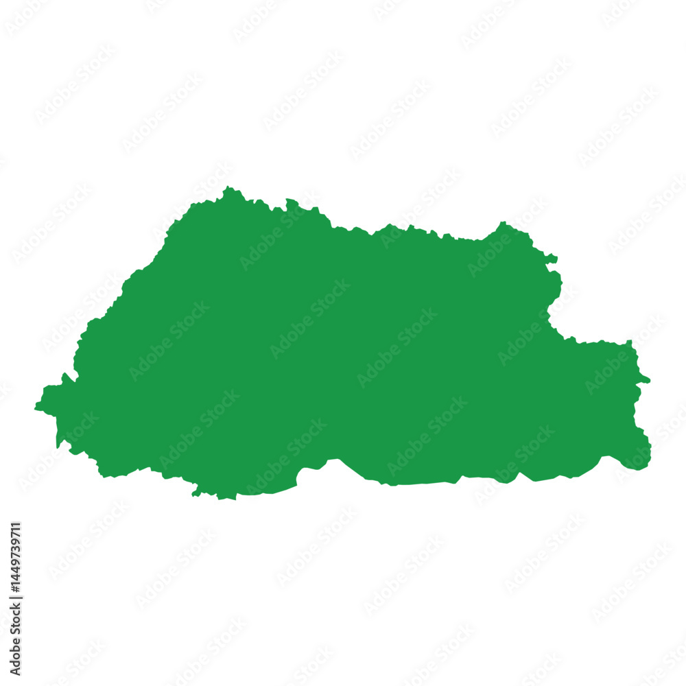 Green Bhutan Map Simple Outline Green Bhutan Map Simple Outline