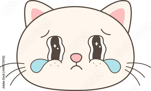 Cute Cartoon Cat Faces with Big Eyes – Kawaii Style Animal Vector