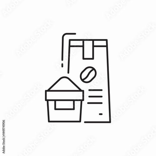 Coffee beans package bag icon vector sign