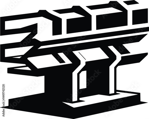 Isolated guardrail section w beam vector silhouette