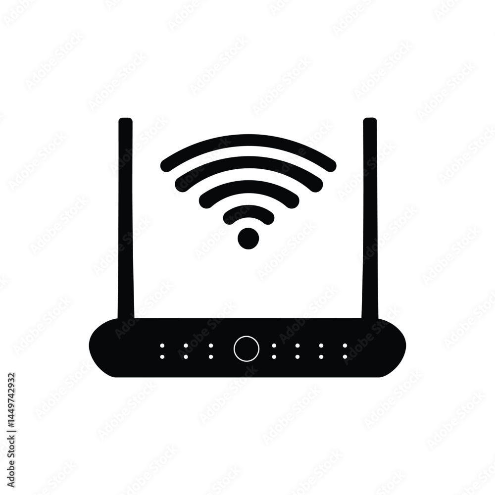 Wireless Router Silhouette Vector Icon and Logo Style Design Wireless Router Silhouette Vector Icon and Logo Style Design
