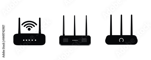Router Silhouette Vector Icon Style Network Device Design