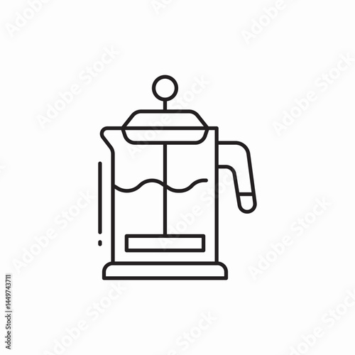French press coffee maker icon vector sign