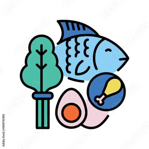 Paleo friendly color line icon for digital and print projects.