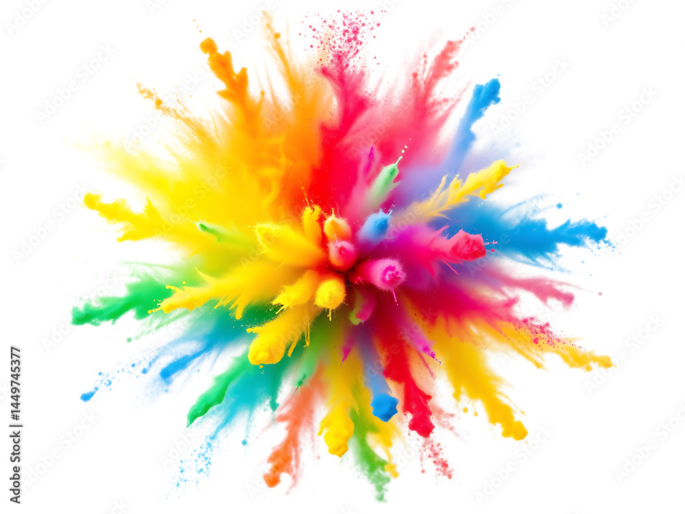 Vibrant Rainbow Color Powder Explosion on a transparent background Vibrant Rainbow Color Powder Explosion on a transparent background