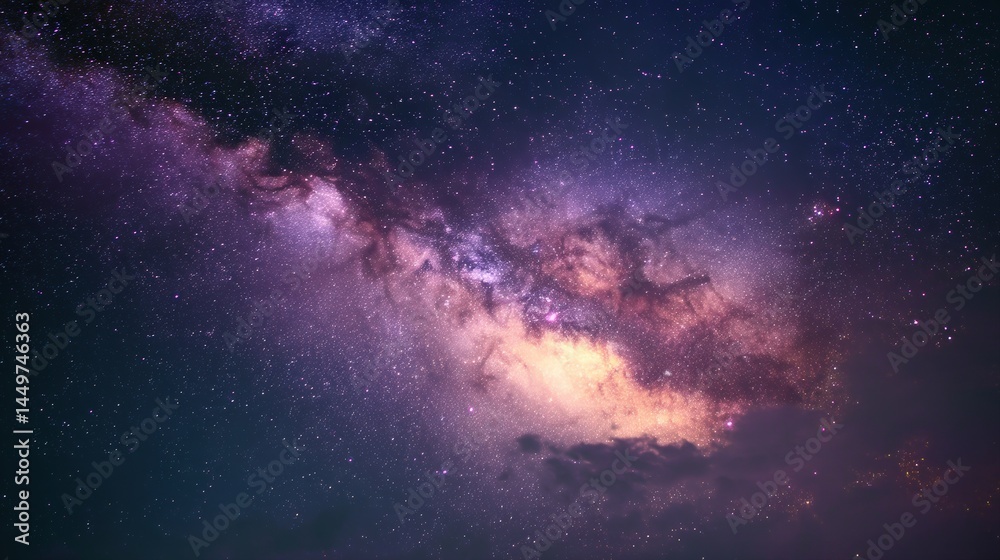 Obraz premium Cosmic wonder: A breathtaking view of the Milky Way galaxy, showcasing its vibrant colors and celestial details.