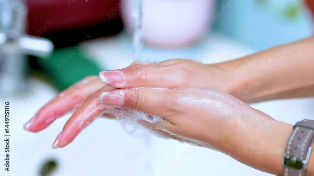 Close-Up of Handwashing with Soap and Water