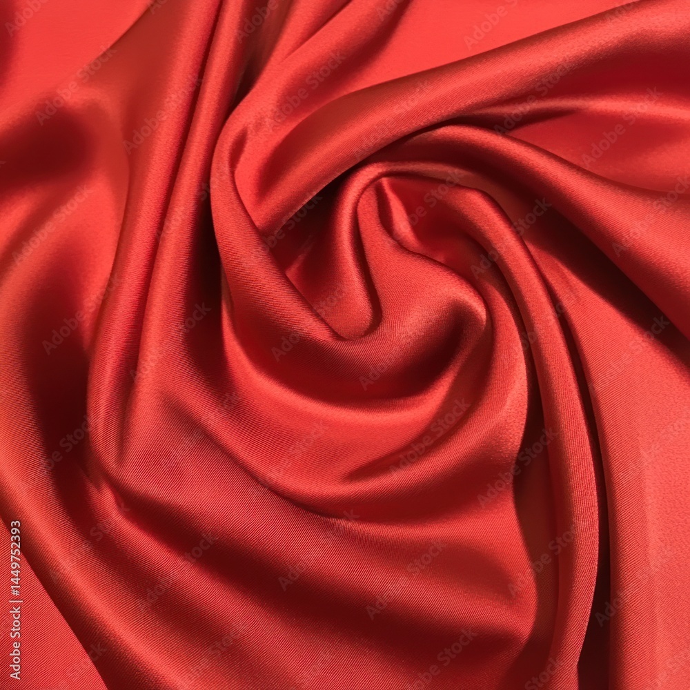 Obraz premium Red silk fabric swirl, textile background, fashion design