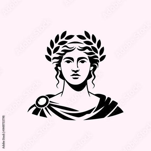 Classical Female Bust with Laurel Wreath Depicting Victory or Ancient Goddess