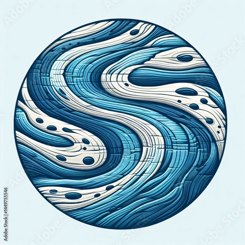 flowing river illustration made from birch