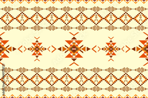 Ikat ethnic geometric abstract embroidery oriental traditional seamless pattern. Native geometry decorative design for fabric, clothing, wallpaper, background, interior, decoration, illustration