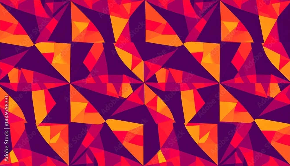Naklejka premium Abstract Geometric Triangle Pattern In Red Orange And Purple
