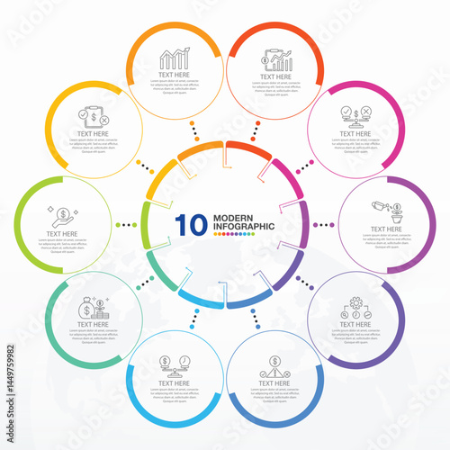 Basic infographic with 10 steps, process or options.
