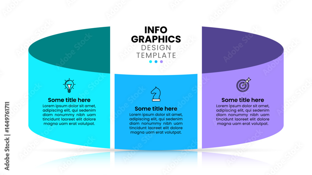 Infographic template. Curved banner with 3 steps