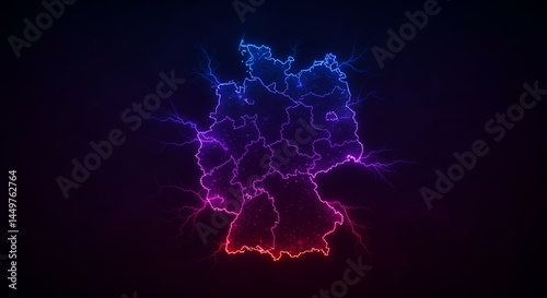 Germany illuminated bioluminescent map showcasing energy distribution and connectivity