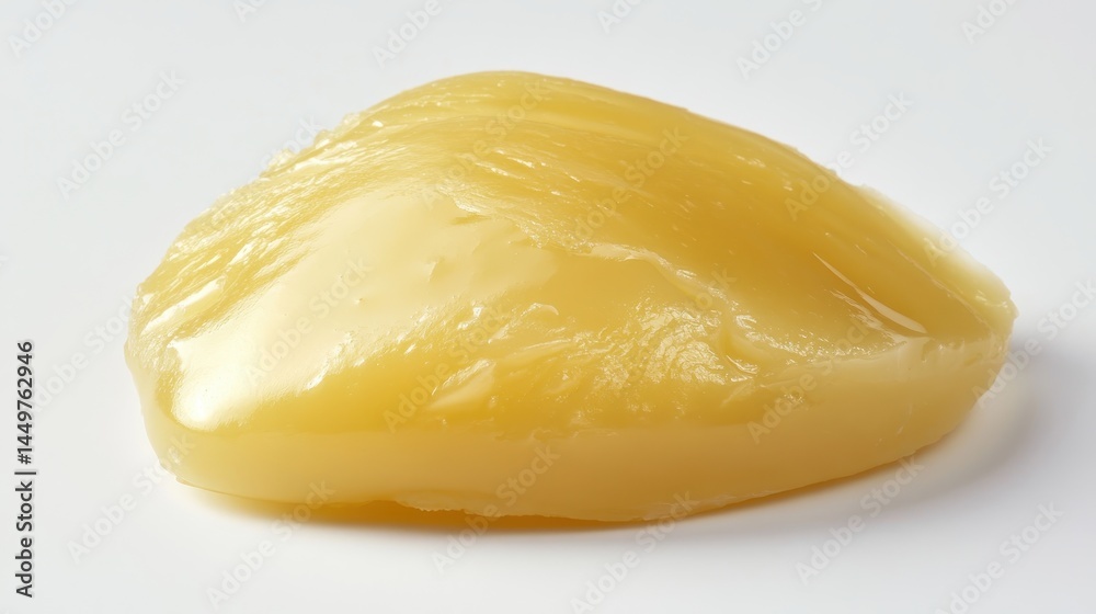 Smooth Yellow Butter on White Background for Culinary Use and Recipe