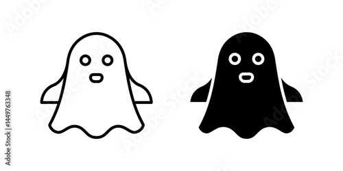 A simple vector icon set depicting ghosts, ideal for Halloween and spooky designs.