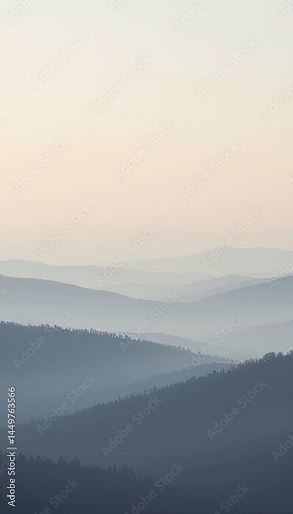 Mountain Range Silhouette in Fog Mountain Range Silhouette in Fog