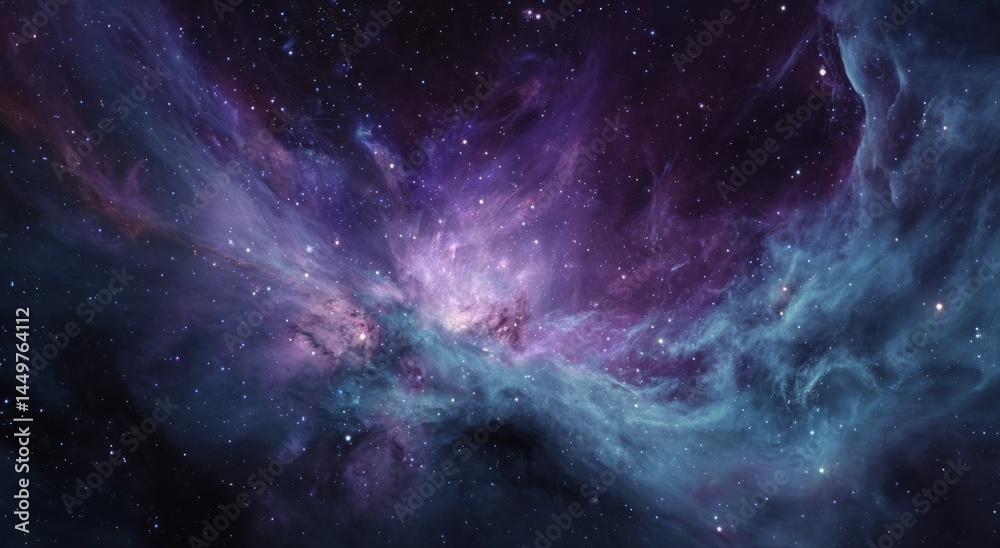 Fototapeta premium Stunning cosmic nebula with vibrant purple and blue hues in deep space