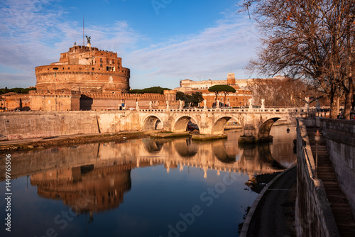 Castel Sant'Angelo and a bridge in Rome, Italy