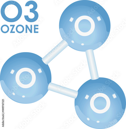 Molécule d'ozone sur fond blanc	