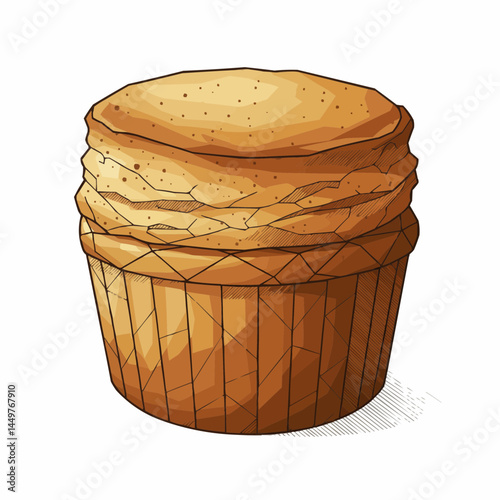 Illustration of a stack of flat, round pancakes on a white backdrop, for tasty food