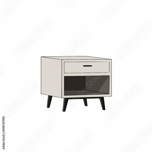 Tan dresser with simple design; gray trim and drawer handle