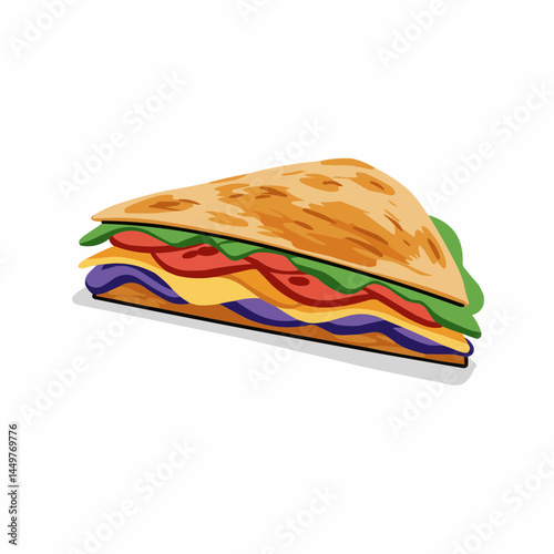 Savory folded flatbread filled with fresh vegetables and delicious fillings