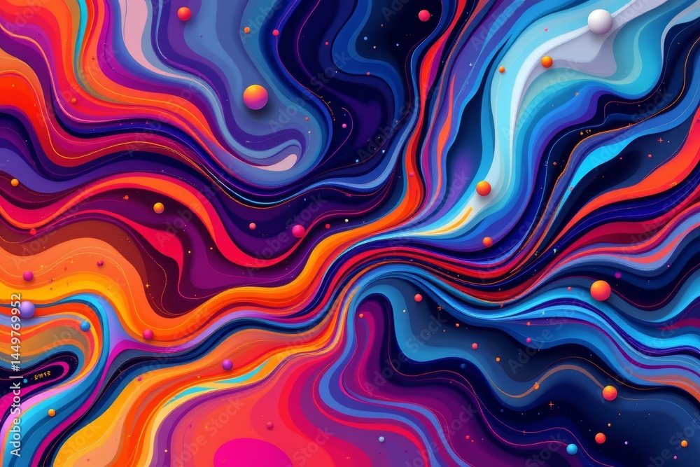 Abstract Colorful Swirls and Spheres Abstract Colorful Swirls and Spheres
