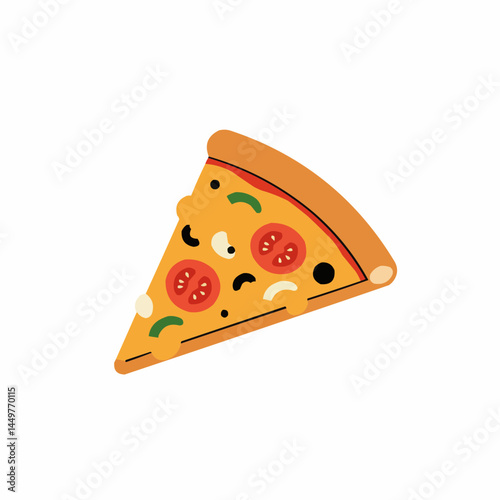 Cheesy slice of pizza with toppings