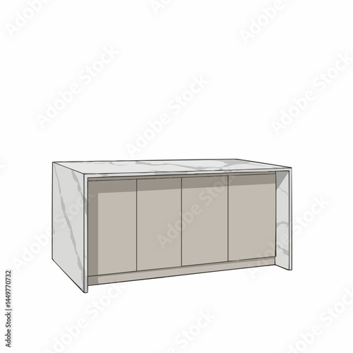 A marbled table surface sits low in the frame, awaiting items to adorn its pristine top